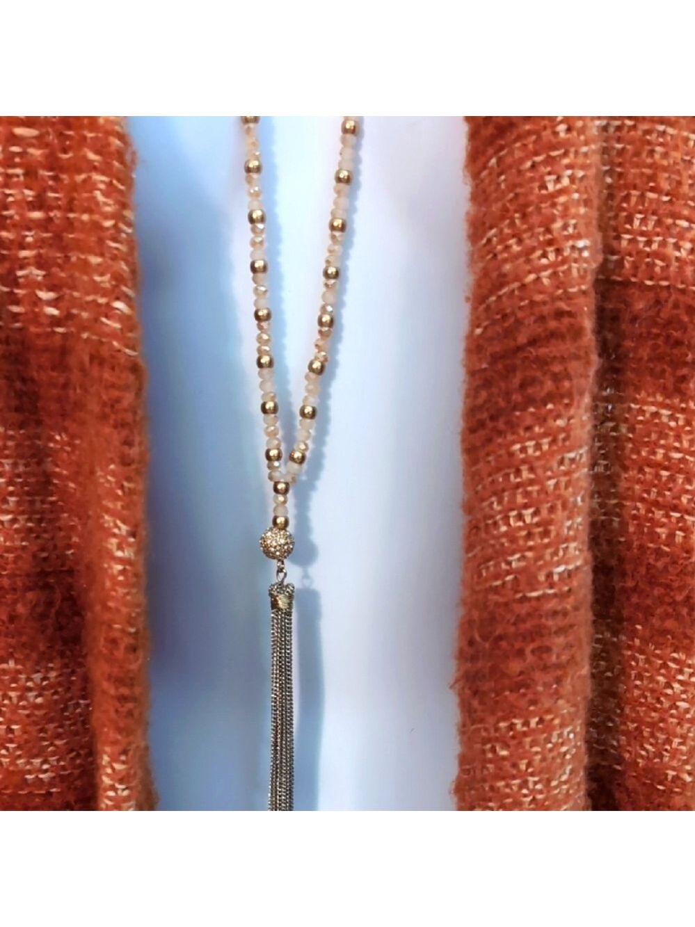 LOFT Crystal Necklace with Tassel Pendant - Picture 4 of 6